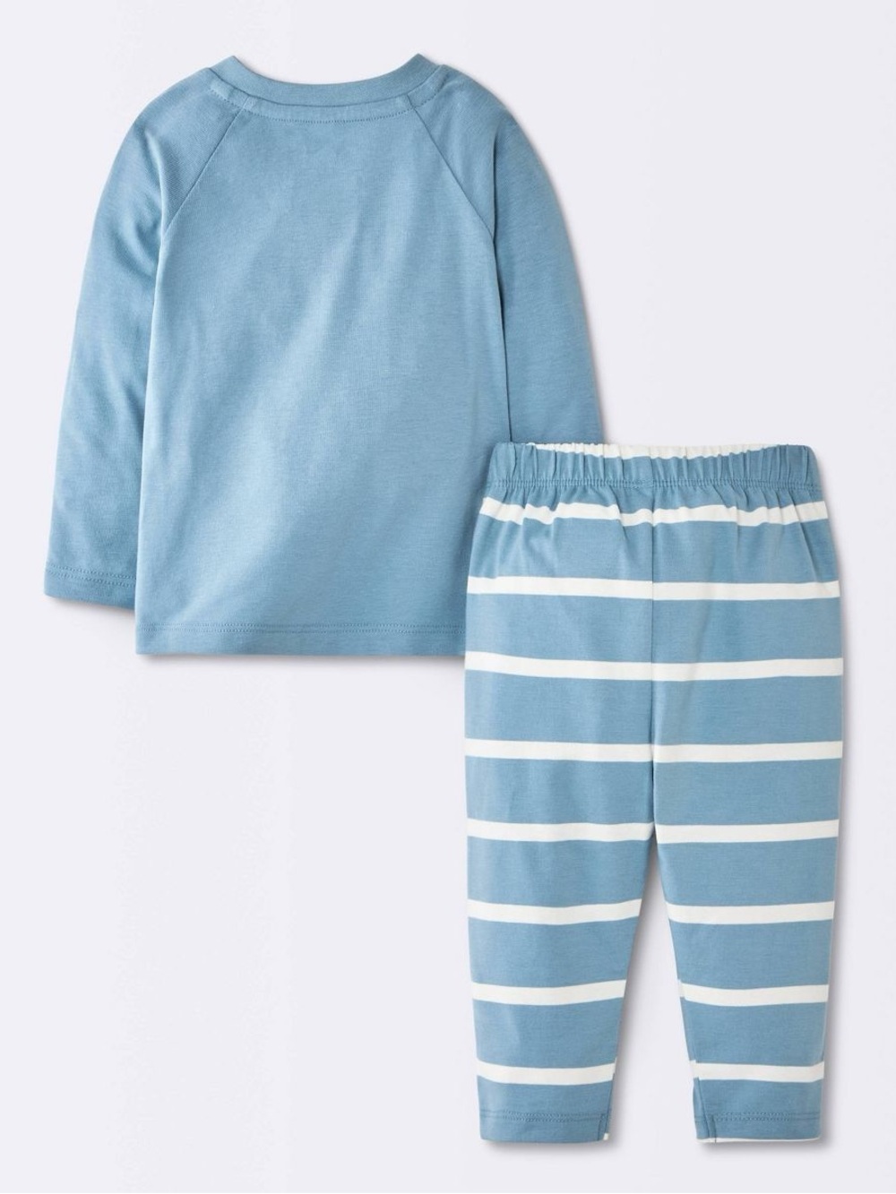 Blue Dog Graphic Raglan Long Sleeve T-Shirt and Striped Pants Set Cloud Island - Picture 2 of 4